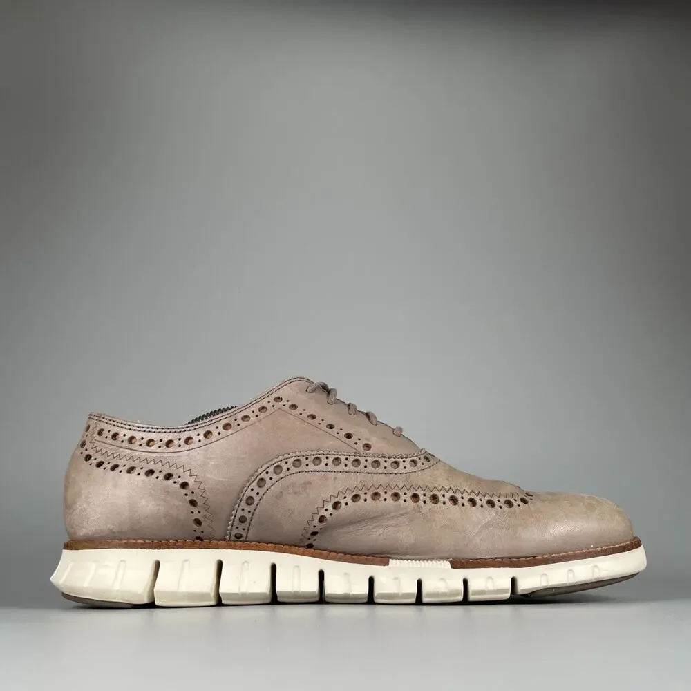 Cole Haan Grand.Os Men's 11 M Gray Leather Wingtip Brogue Oxford Dress Shoes GUC